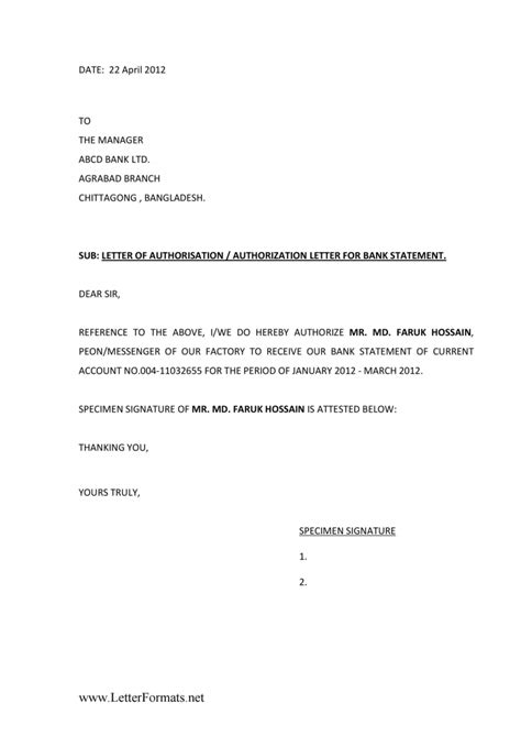 Letter Of Signature Authority Template Business Format