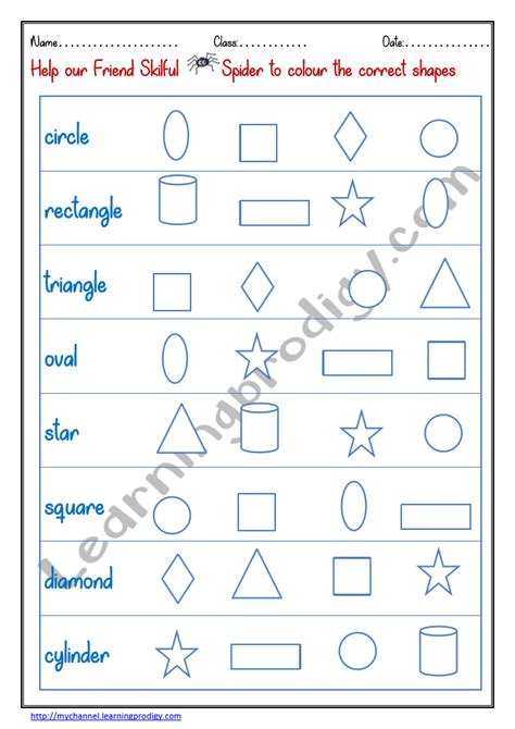 Shapes Colouring Worksheet For Kindergartenpreschoolers