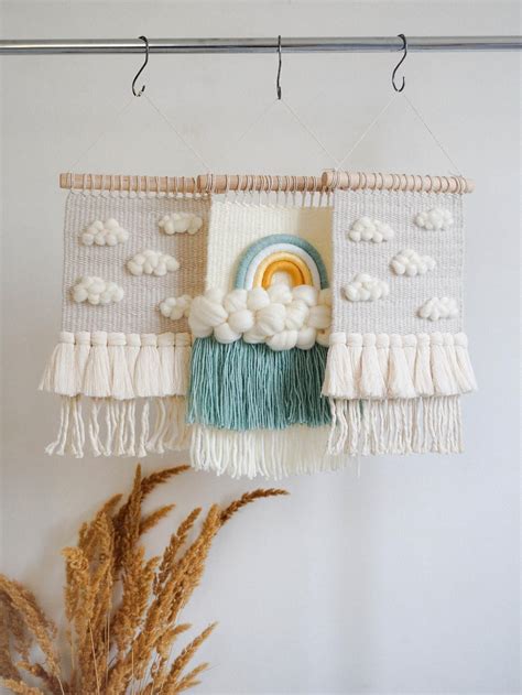 Clouds Woven Wall Hanging Cloud Decor For Nursery Weaving Etsy