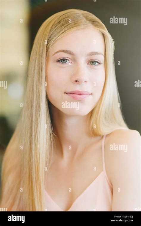 Close Up Portrait Beautiful Blonde Teenage Girl Stock Photo Alamy