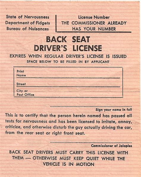 Free Printable Backseat Drivers License Leasekindl