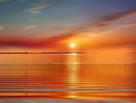Seascape Sunset Night Moon In Harbor Ship Horizon Blue Lilac Water