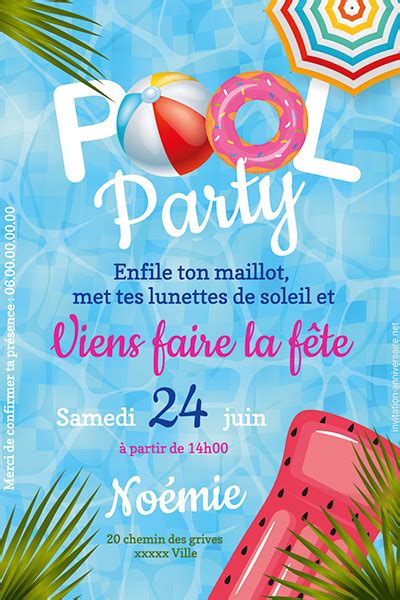 Invitation Anniversaire Pool Party