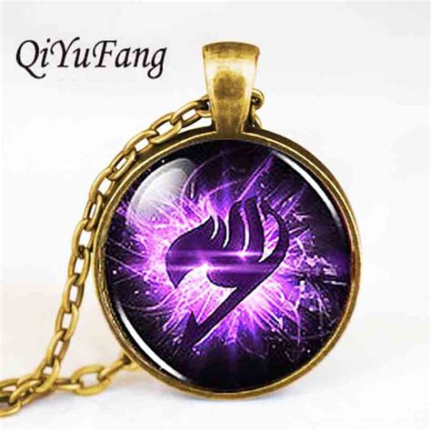 Anime Fairy Tail Guild Marks Purple Wing Pendant Steampunk Necklace