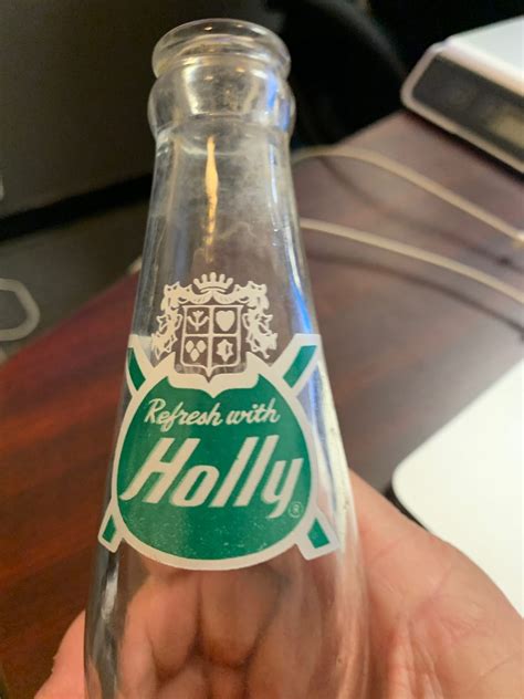 Rare Vintage Acl Soda Pop Bottle Green Holly Beverage With Hearts