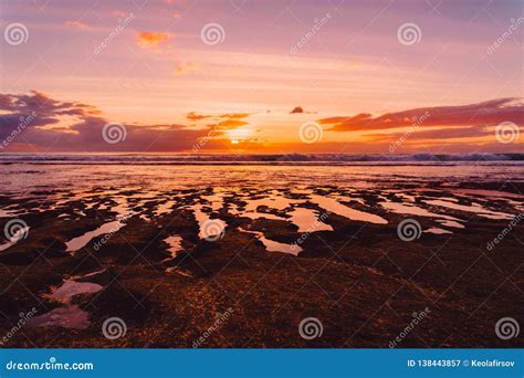 Ocean With Waves And Pastel Sunset Or Sunrise Stock Image Image Of