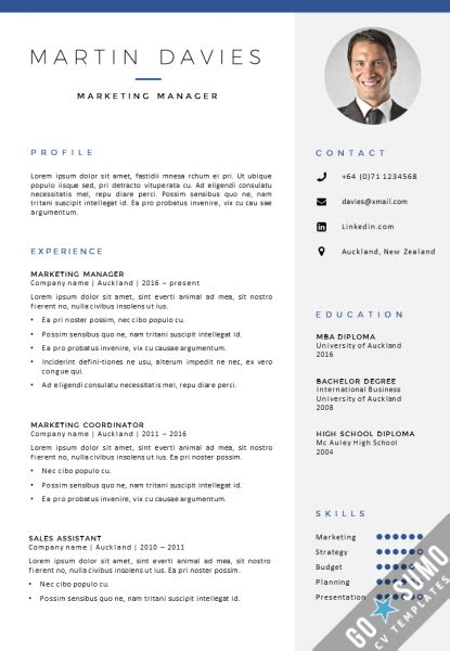 Our collection of manager cv templates are ideal for management positions. CV Template Auckland - GoSumo CV Template