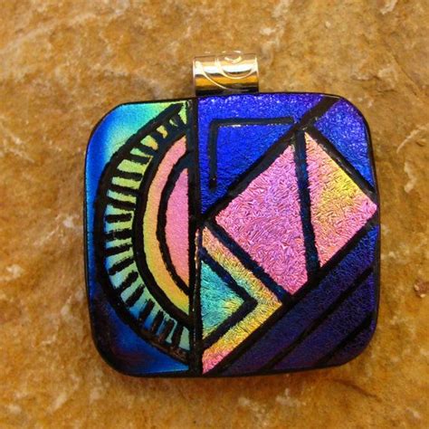 Fused Glass Necklace Fused Glass Pendant Dichroic Fused Etsy Fused Glass Pendant Fused