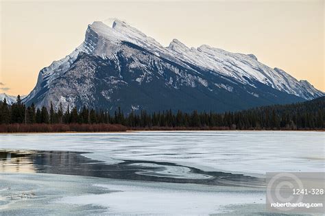 Sunset At Mount Rundle And Stock Photo