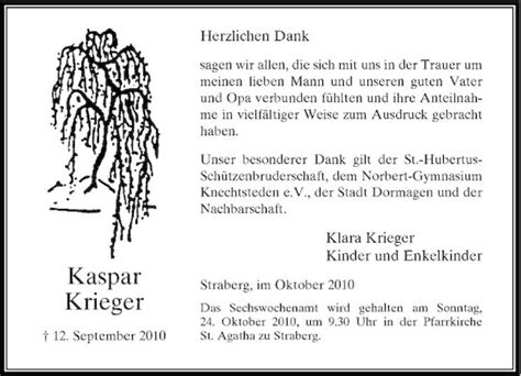 Alle Traueranzeigen für Kaspar Krieger trauer rp online de