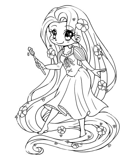 Tangled Rapunzel Color Pages Printable In 2020 Chibi