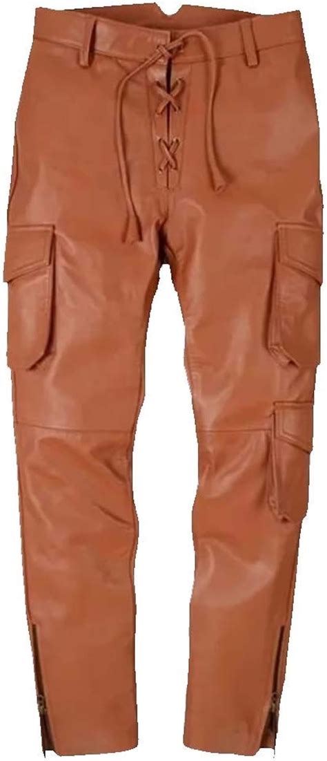 Men S Genuine Cowhide Leather Cargo Pant Amazon Ca Clothing Accessories