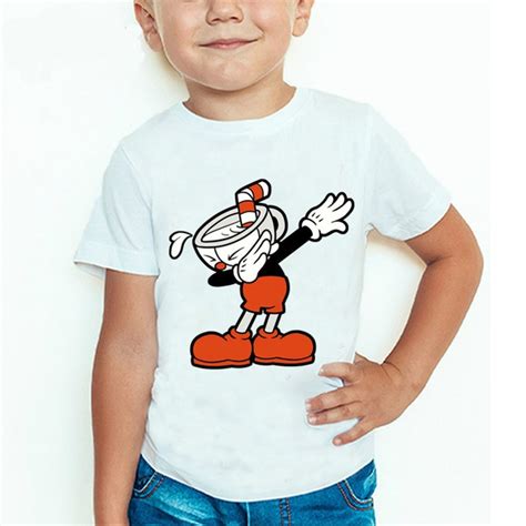 Children Cuphead Mugman Game Cartoon Print Funny T Shirts Kids Summer