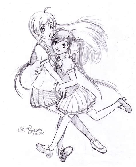 Anime Sisters Coloring Pages Sketch Coloring Page