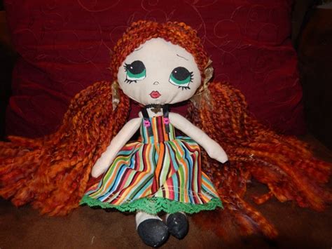 Items Similar To Handmade 11 Ragdoll Red Yarn Hair And Green Painted