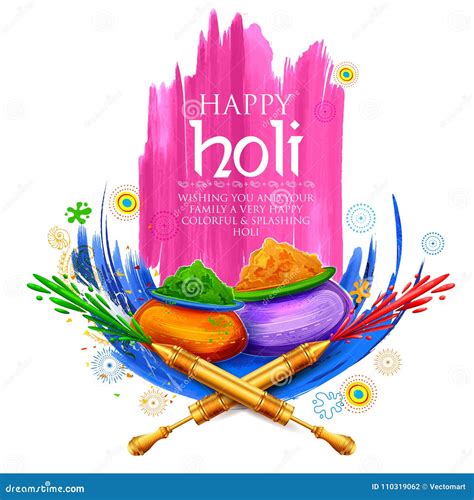 Powder Color Gulal For Happy Holi Background Stock Vector