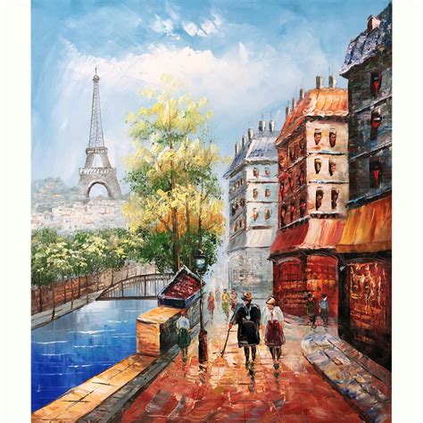 100 Hand Painted Canvas Oil Paintings Paris Street View Romantic