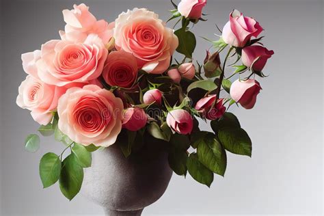 Bouquet Of Pink Roses In A Vase Stock Image Image Of Flower Soft
