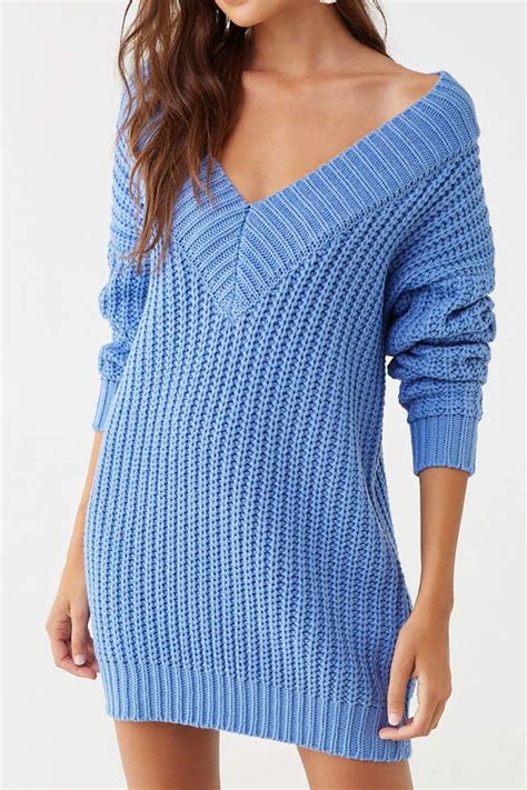 Forever 21 Ribbed V Neck Mini Dress Mini Sweater Dress Knit Sweater Dress Sweaters