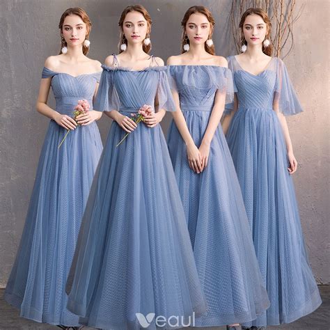 Affordable Sky Blue Bridesmaid Dresses 2019 A Line Princess Spotted