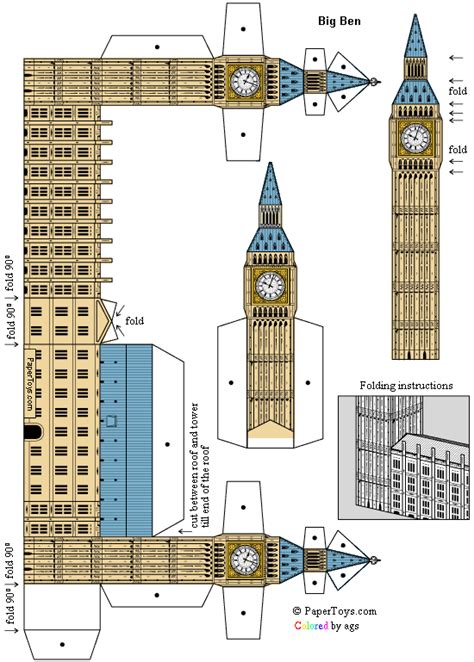Big Ben St Stephens Tower Free Paper Model