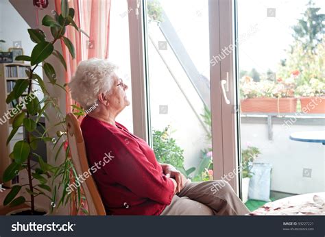 Lonely Old Woman Looks Out Window Stock Photo 93227221 Shutterstock