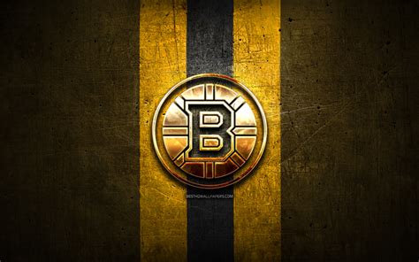 Download Wallpapers Boston Bruins Golden Logo Nhl Yellow Metal