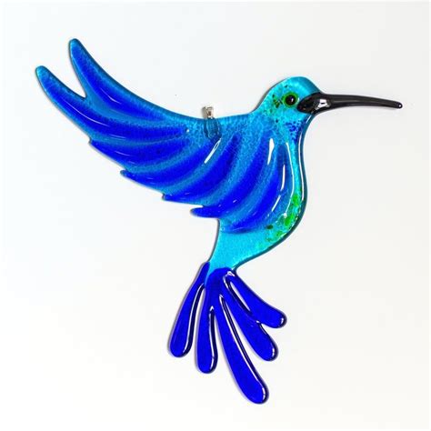Handmade Fused Glass Hummingbird Suncatcher Glass Bird Etsy Glass Birds Glass Fusing
