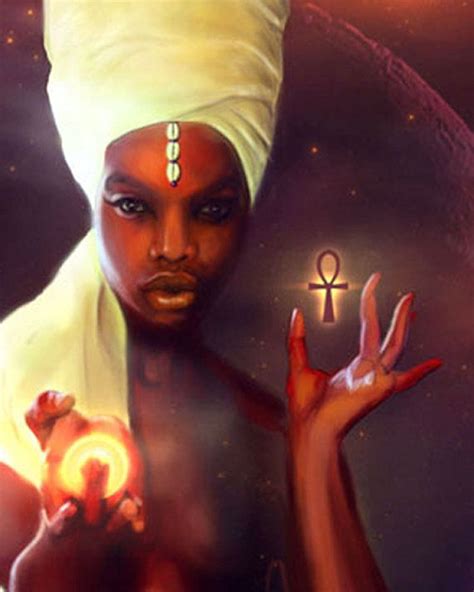 Kemetic Egyptian Afrofuturism African American Art Black Cosmic Goddess Woman Ankh Spiritual