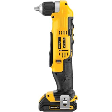 dewalt 20 volt max 3 8 in right angle cordless drill charger included and 1 battery included