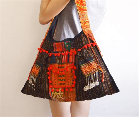 Hmong Vintage Style Unique Ethnic Thai Shoulder Sling Dangle Bag