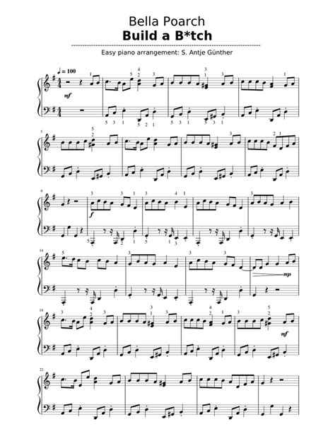 Bella Poarch Build A Btch Easy Piano Solo Sheet Music With