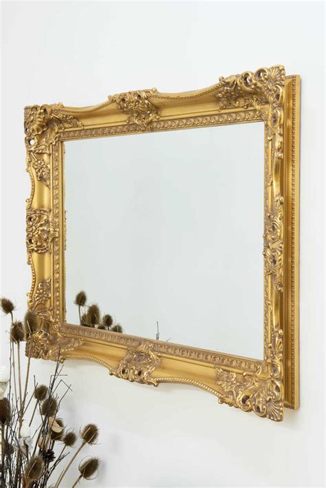 Extra Large Gold Ornate Vintage Wall Mirror 3ft1 X 2ft3 94cm X 68cm Wood Ebay