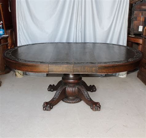 Bargain Johns Antiques Antique Round 54 Oak Dining Table Carved