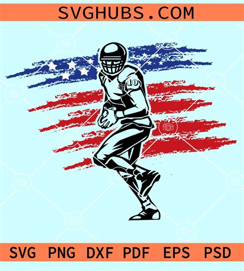 American Football Player With Us Flag Svg American Football Svg