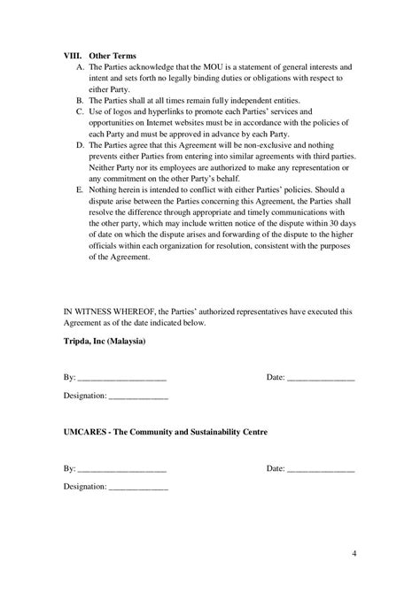 Memorandum Of Understanding Mou