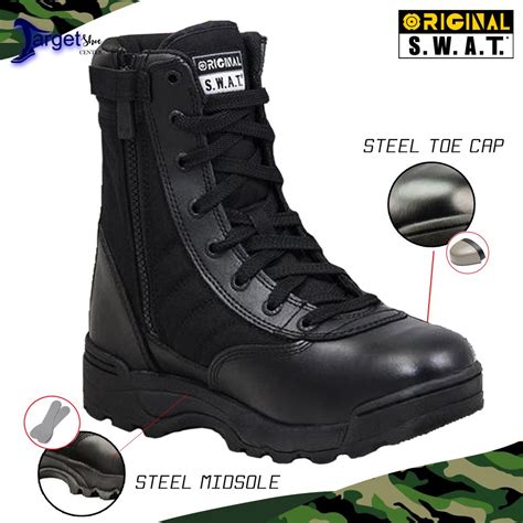Ia juga sesuai untuk aktiviti luar atau sukan ekstrim seperti airsoft, paintball, hiking dan jungle trekking. Safety Original SWAT Boots Side Zip Steel Toe Cap/Kasut ...