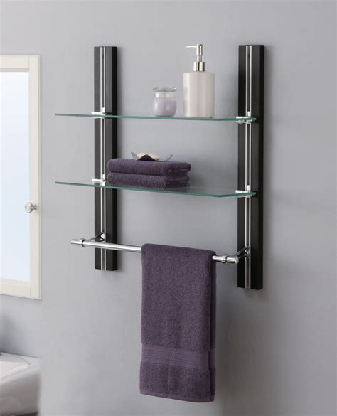 Organize It All 12771w1p 225 Black 2 Tier Tempered Glass Shelf Chrome Towel Bar