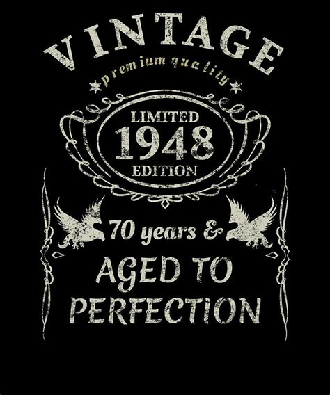 Vintage 70th Birthday T Tshirt 1948 Aged To Perfection Digital Art