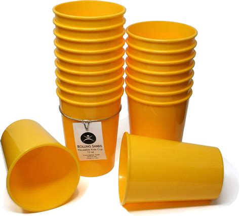 Rolling Sands 12oz Reusable Plastic Kids Cups Yellow Set Of 18 Made