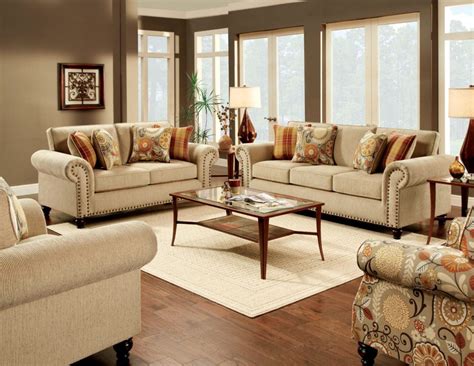 Sm8110 Sf Transitional Tan Fabric Sofa Loveseat Set Luchy Amor Furniture