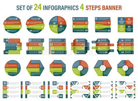 Set Infographic Four Steps Banner Stock Illustrations 1316 Set