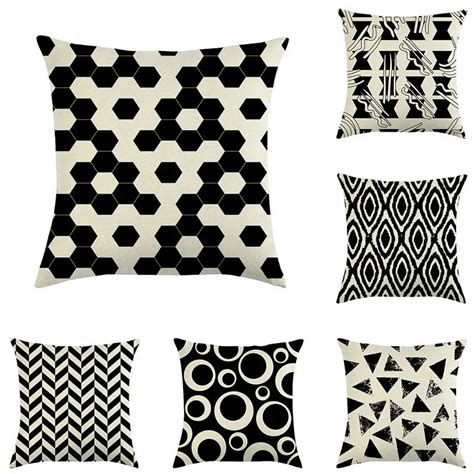 45cm45cm Dark Black Geometry Design Linencotton Throw Pillow Covers