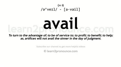 Pronunciation Of Avail Definition Of Avail Youtube