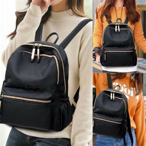 Sunsiom Fashion Women Black Small Backpack Travel Oxford Cloth Handbag