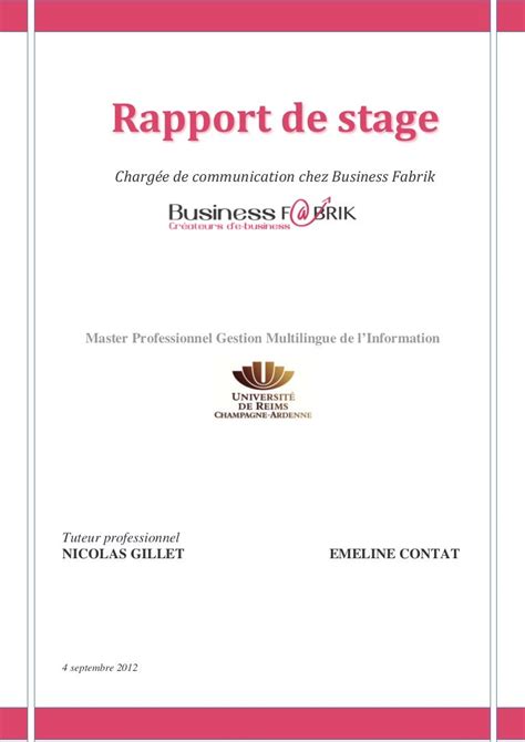 Exemple Rapport De Stage 3eme Agence Immobiliere Le Meilleur Exemple