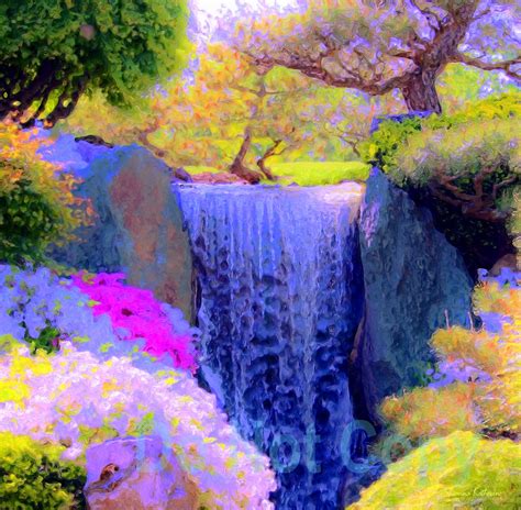 Paintings Of Artists Original Unusual Art Waterfall Spring Colors