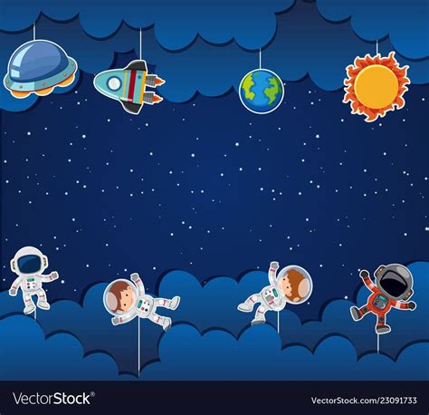 Space Theme Party School Frame Kids Background Space Illustration