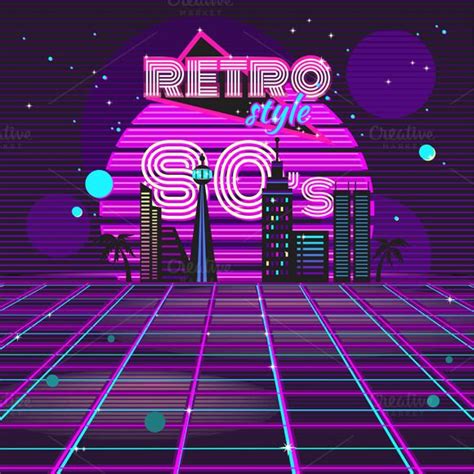 Retro Style 80s Disco Design Neon By Robuart On Creative Market 80s