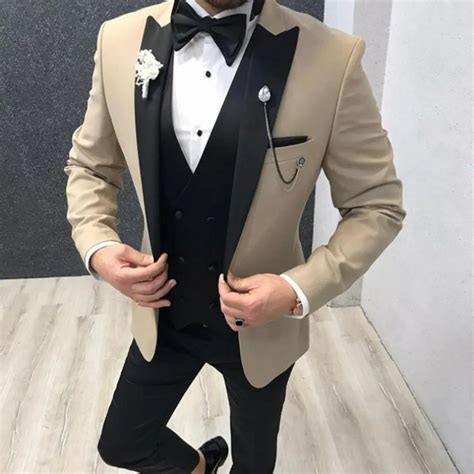 New Arrival One Button Groomsmen Peaked Lapel Groom Tuxedos Men Suits
